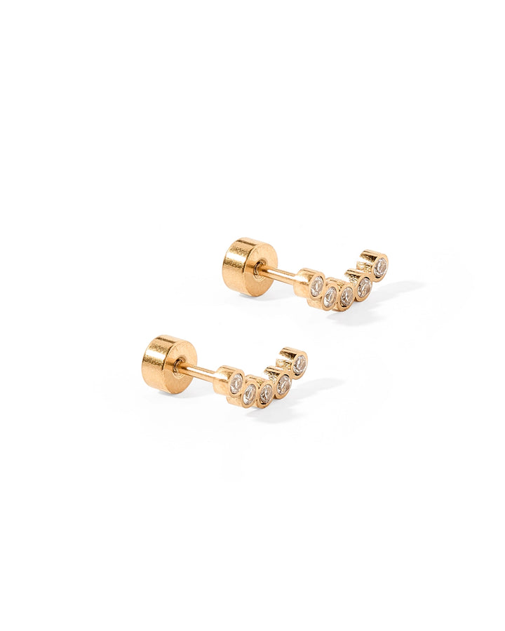 Screwback Stud Earrings - Abigail Sparkle Gold By Linny Co