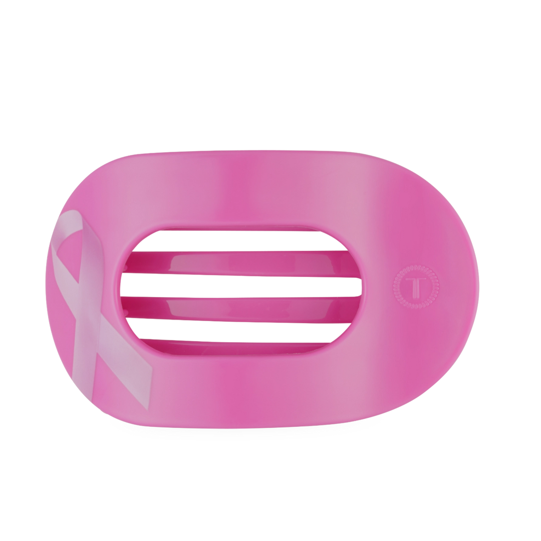 Large Teleties Flat Oval Clip - Breast Cancer Awareness (Ships Next Week)