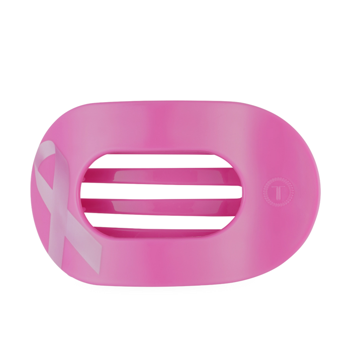 Large Teleties Flat Oval Clip - Breast Cancer Awareness (Ships Next Week)