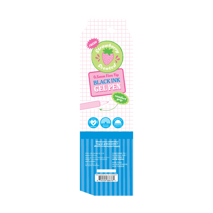 Fresh Squeezed Black Ink Scented Gel Pen - Strawberry