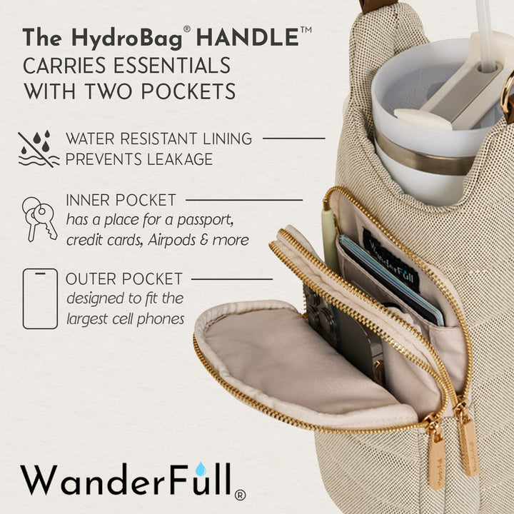 JUNE MARKET: HydroBag® HANDLE®- Gold Striped Strap by Wanderfull (Ships in 2-3 Weeks)