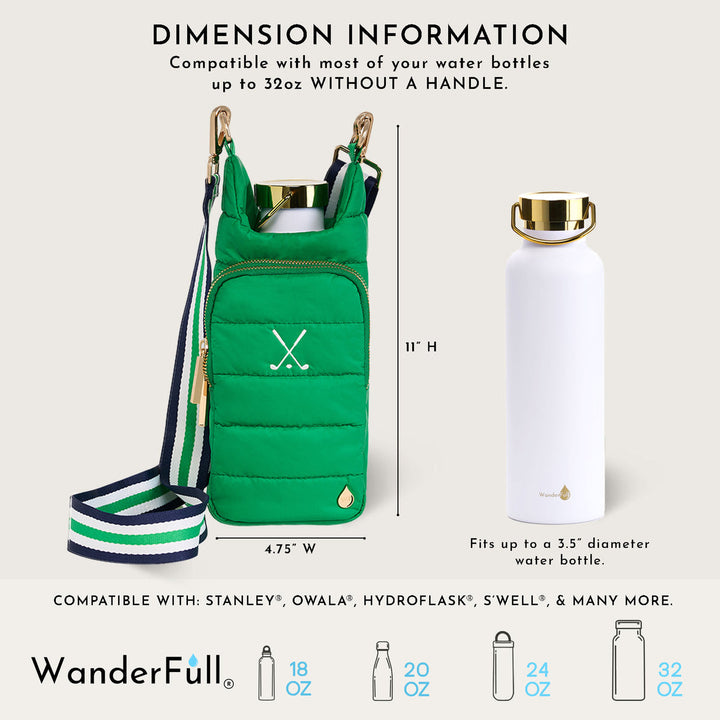 JUNE MARKET: Kelly Green HydroBag® with Golf Embroidery by Wanderfull (Ships in 2-3 Weeks)