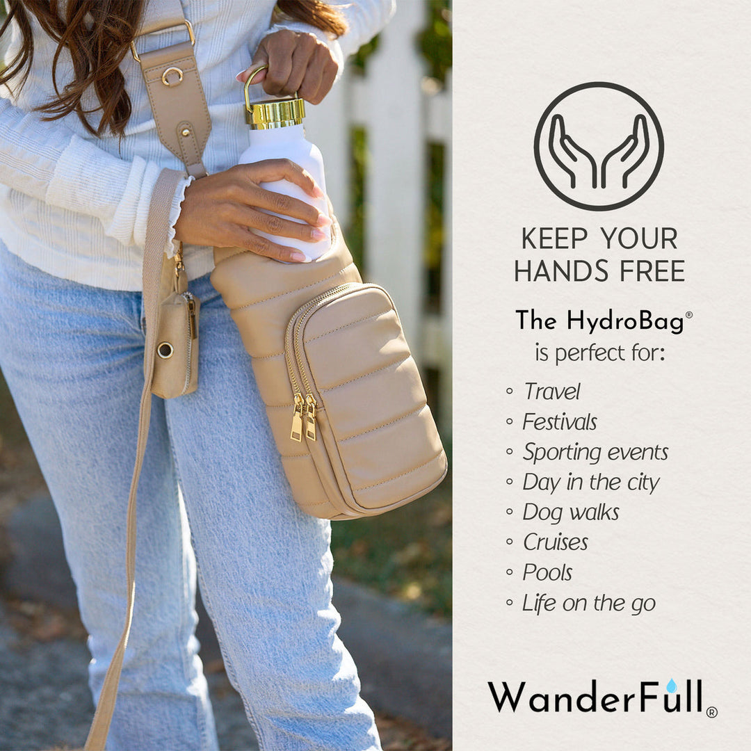 JUNE MARKET: Taupe Vegan Leather Hydrobag® with Strap Bundle- Oprah's Favorite Things by Wanderfull (Ships in 2-3 Weeks)