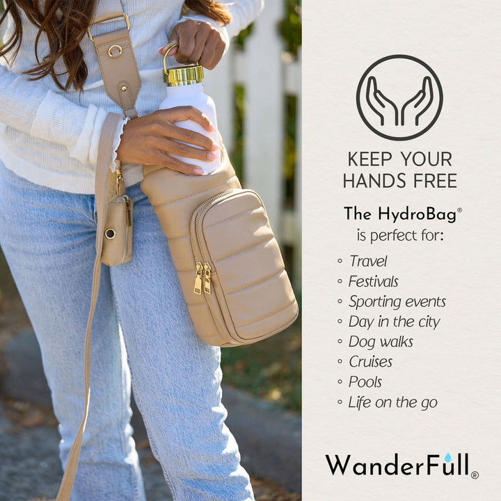 JUNE MARKET: Taupe Vegan Leather Hydrobag® with Strap Bundle- Oprah's Favorite Things by Wanderfull (Ships in 2-3 Weeks)