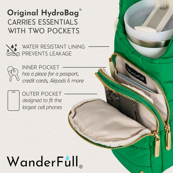 JUNE MARKET: Kelly Green Matte HydroBag® with Pink/Green Strap by Wanderfull (Ships in 2-3 Weeks)