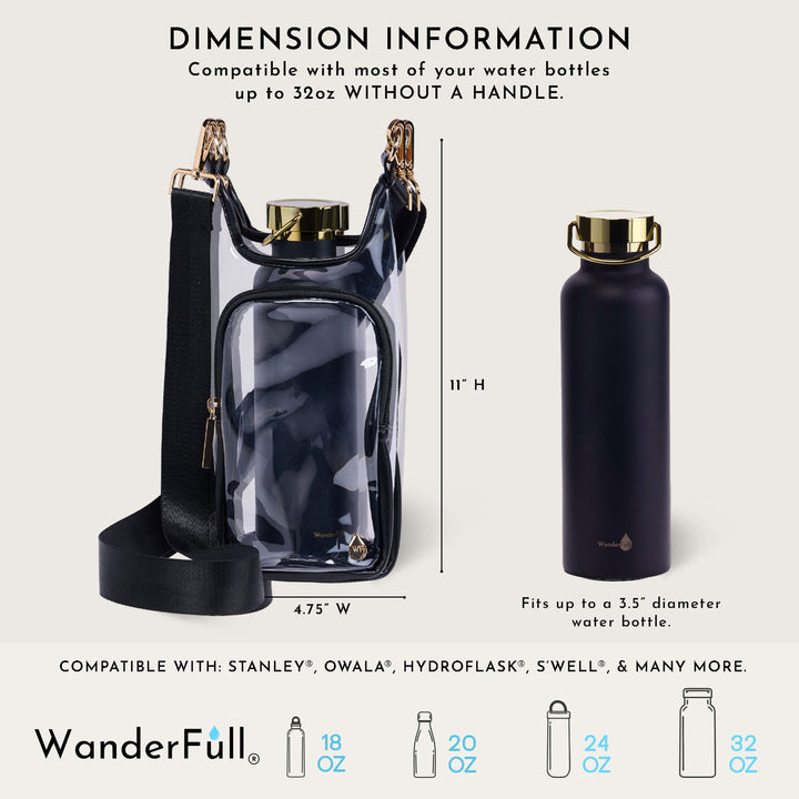 JUNE MARKET: Clear HydroBag® Stadium with Black Trim and Matching RFID Pouch by Wanderfull (Ships in 2-3 Weeks)
