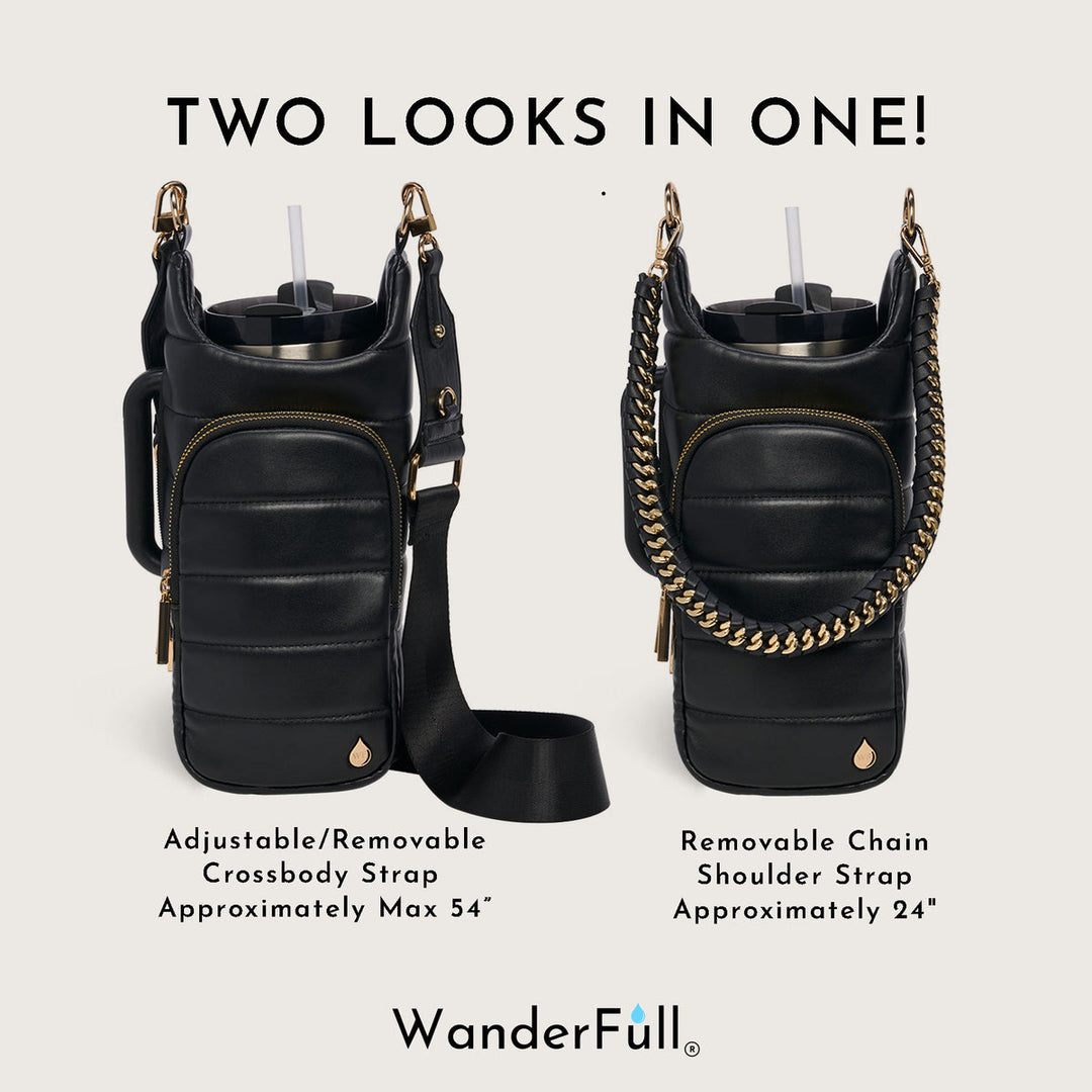 JUNE MARKET: HydroBag® HANDLE®- Black Vegan Leather with Strap Bundle by Wanderfull (Ships in 2-3 Weeks)