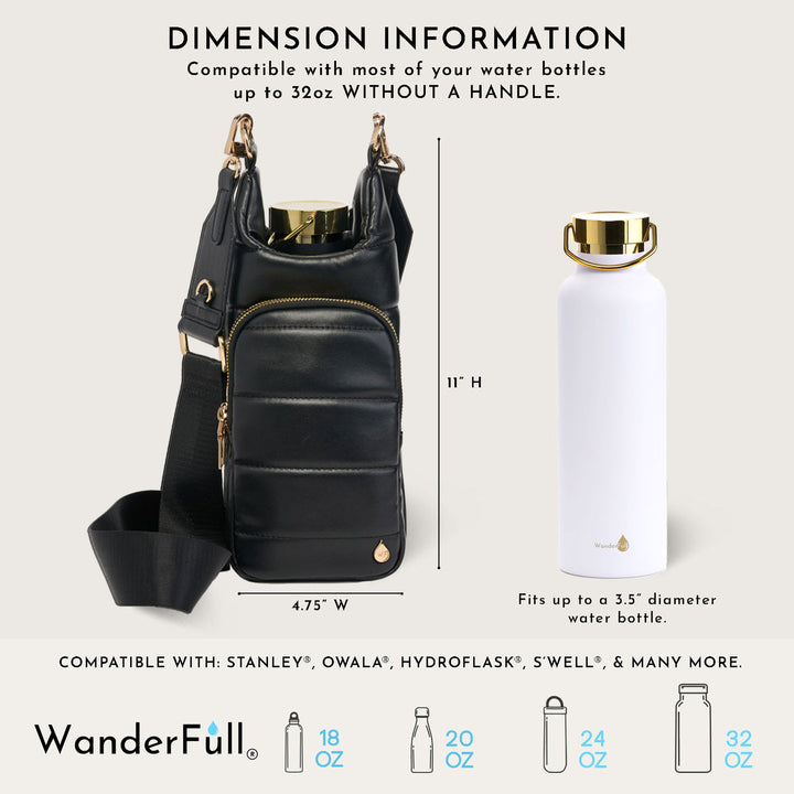 JUNE MARKET: Black Vegan Leather HydroBag® with Strap Bundle by Wanderfull (Ships in 2-3 Weeks)