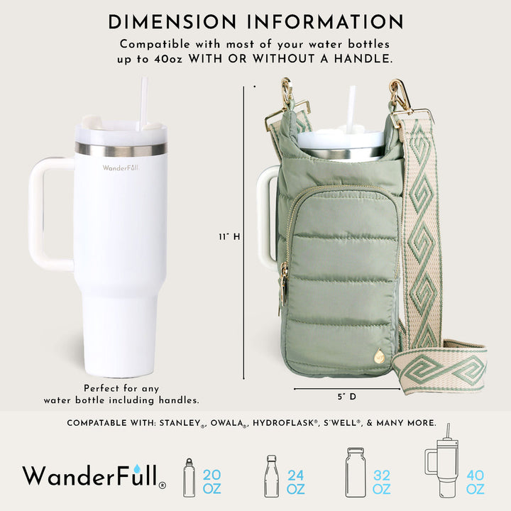 JUNE MARKET: HydroBag® HANDLE® - Sage Green with Sage and Tan Strap by Wanderfull (Ships in 2-3 Weeks)