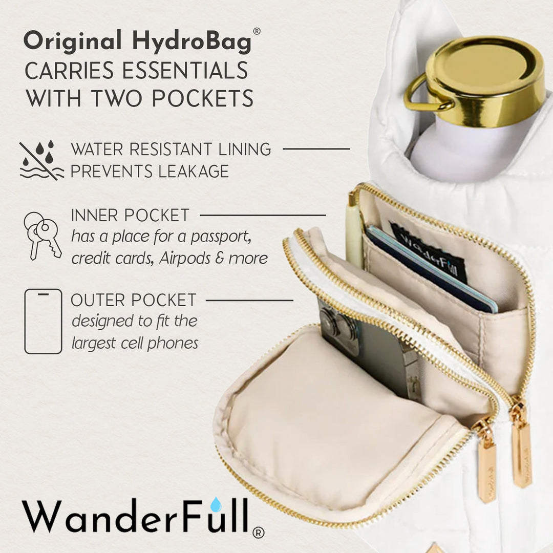 JUNE MARKET: HydroBag® HANDLE®-White Coated Perforated Neoprene HydroBag® with Pink/Green Stripe by Wanderfull (Ships in 2-3 Weeks)