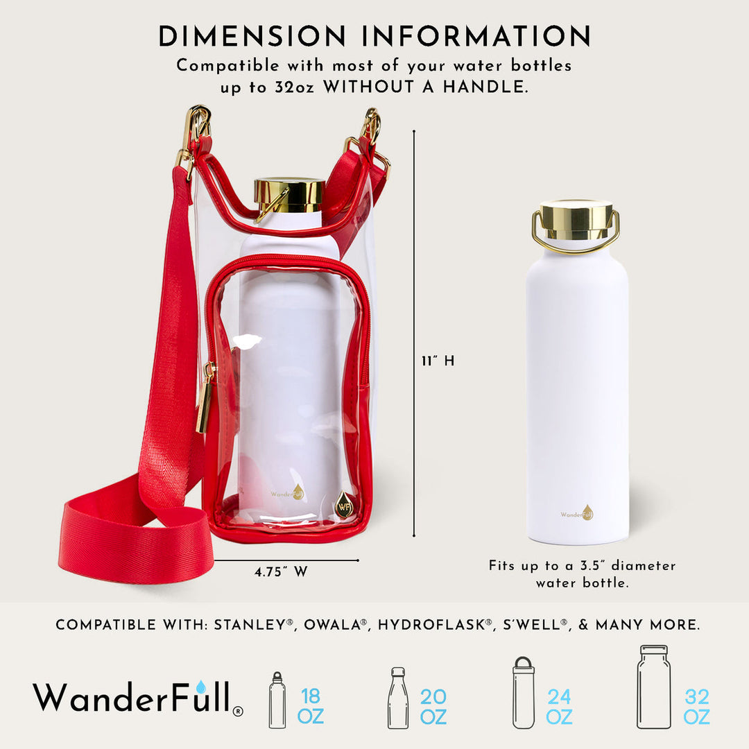 JUNE MARKET: Clear HydroBag® Stadium with Red Trim and Matching RFID Pouch by Wanderfull (Ships in 2-3 Weeks)