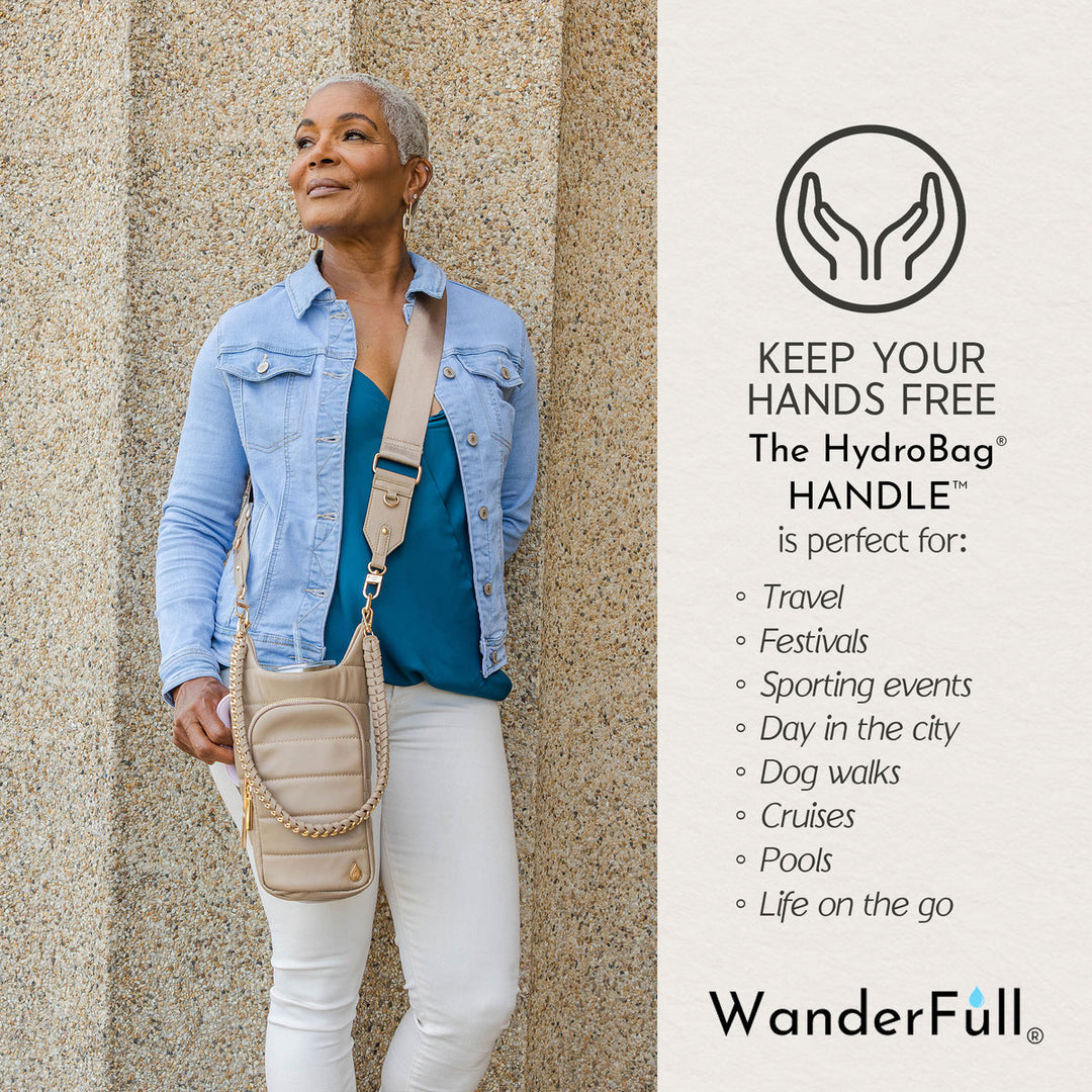 JUNE MARKET: HydroBag® HANDLE®- Taupe Vegan Leather with Strap Bundle by Wanderfull (Ships in 2-3 Weeks)