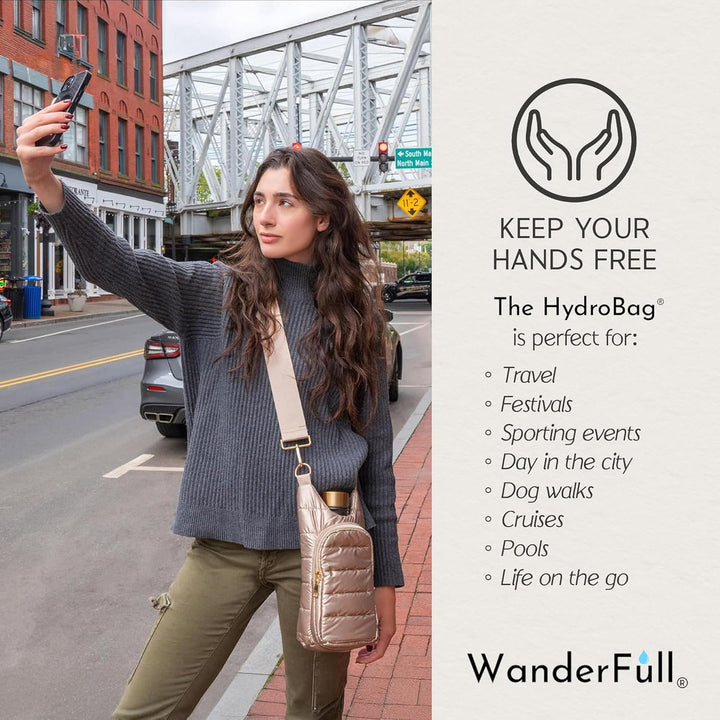 JUNE MARKET: Gold Shiny HydroBag® with Solid Matching Strap by Wanderfull (Ships in 2-3 Weeks)