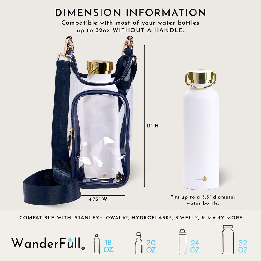 JUNE MARKET: Clear HydroBag® Stadium with Navy Trim and Matching RFID Pouch by Wanderfull (Ships in 2-3 Weeks)