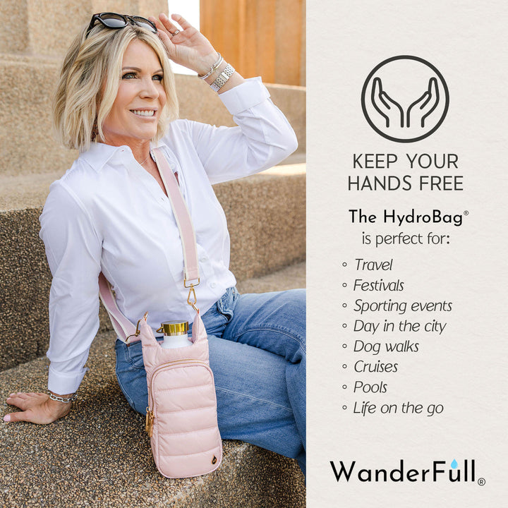 JUNE MARKET: Blush HydroBag® with Blush and Ivory Striped Strap by Wanderfull (Ships in 2-3 Weeks)