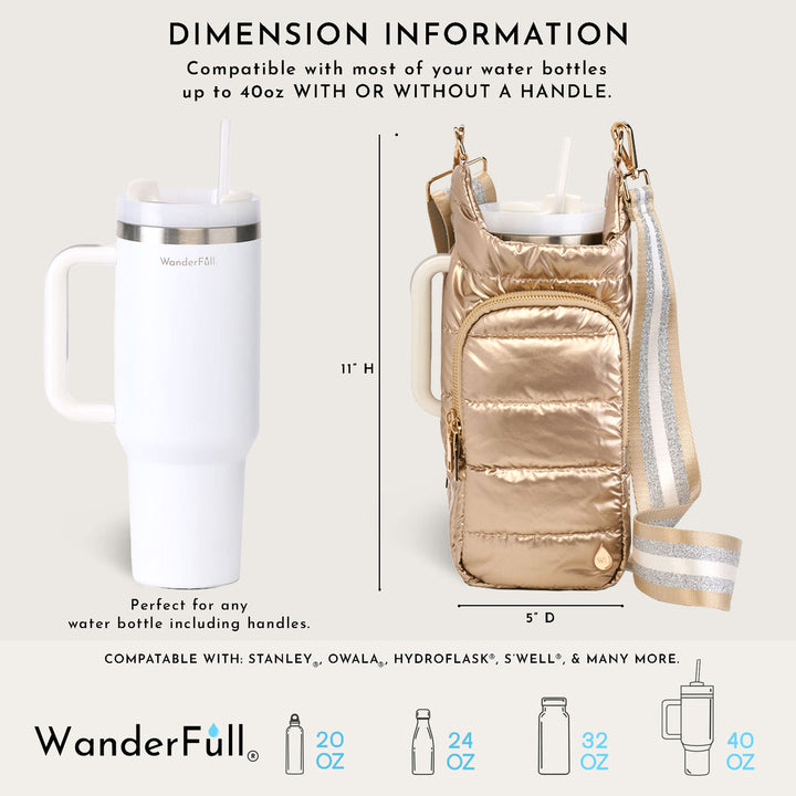 JUNE MARKET: HydroBag® HANDLE®- Gold Striped Strap by Wanderfull (Ships in 2-3 Weeks)