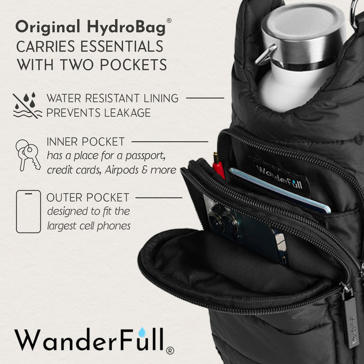 JUNE MARKET: Black Vegan Leather HydroBag® with Strap Bundle by Wanderfull (Ships in 2-3 Weeks)