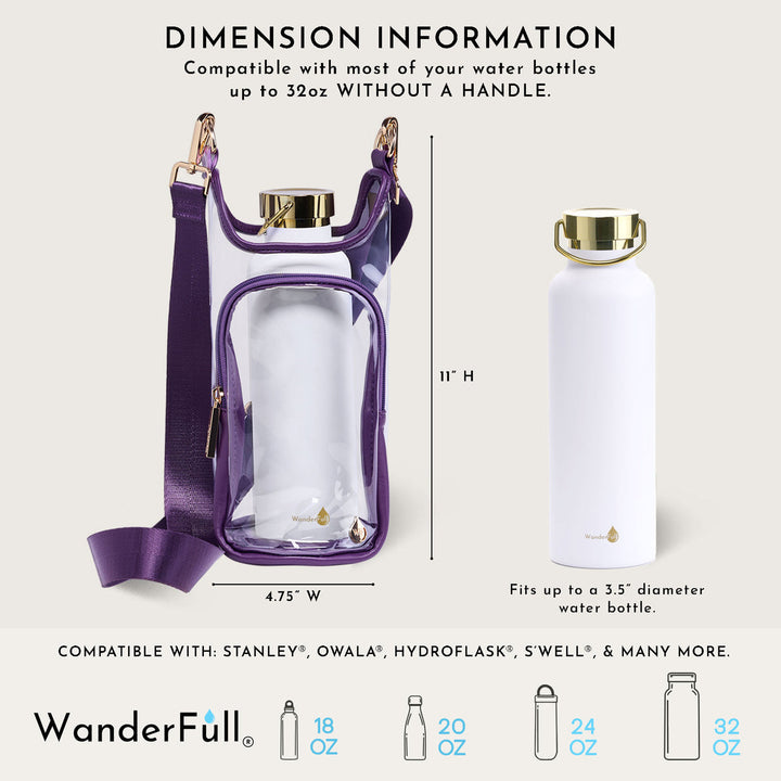JUNE MARKET: Clear HydroBag® Stadium with Purple Trim and Matching RFID Pouch by Wanderfull (Ships in 2-3 Weeks)