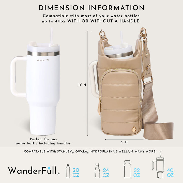JUNE MARKET: HydroBag® HANDLE®- Taupe Vegan Leather with Strap Bundle by Wanderfull (Ships in 2-3 Weeks)