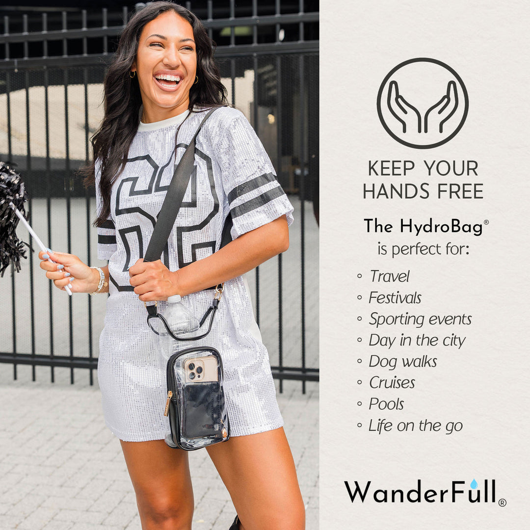 JUNE MARKET: Clear HydroBag® Stadium with Black Trim and Matching RFID Pouch by Wanderfull (Ships in 2-3 Weeks)