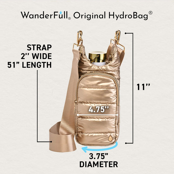 JUNE MARKET: Gold Shiny HydroBag® with Solid Matching Strap by Wanderfull (Ships in 2-3 Weeks)