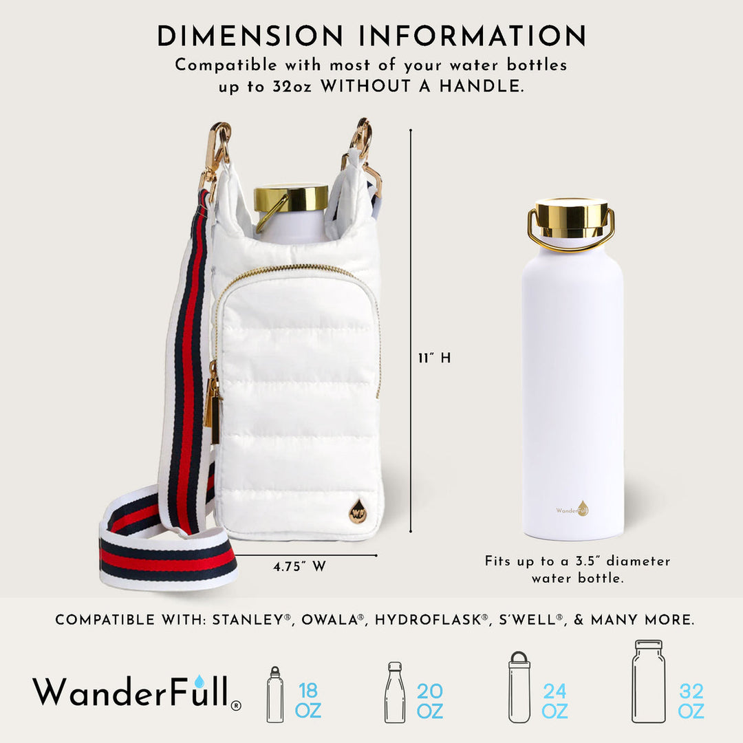 JUNE MARKET: White Ripstop HydroBag® with Red, Navy, White striped strap by Wanderfull (Ships in 2-3 Weeks)