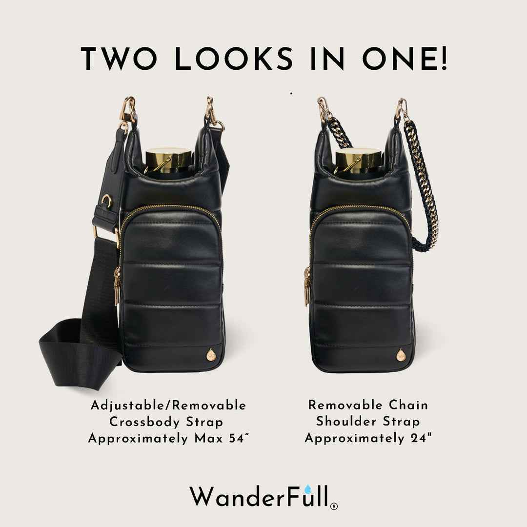 JUNE MARKET: Black Vegan Leather HydroBag® with Strap Bundle by Wanderfull (Ships in 2-3 Weeks)