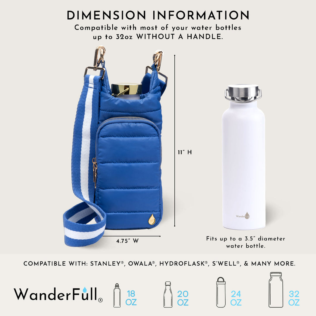 JUNE MARKET: Royal Blue HydroBag® with Blue & White Striped Strap by Wanderfull (Ships in 2-3 Weeks)