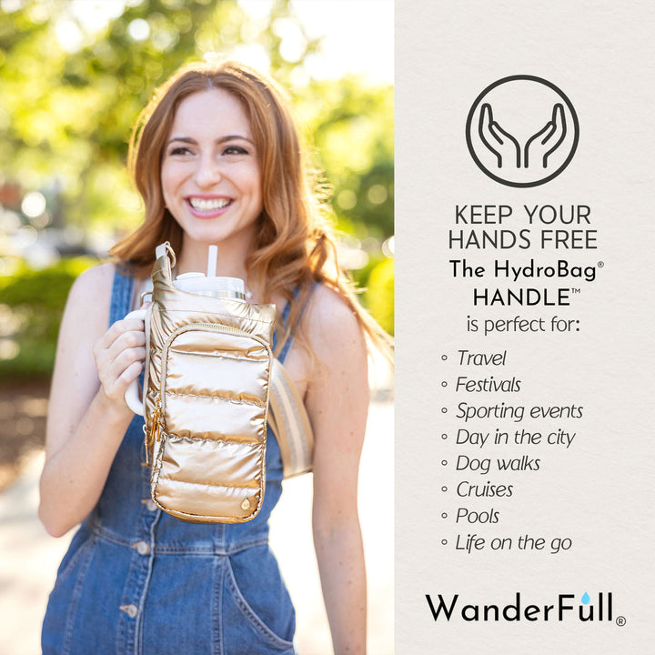 JUNE MARKET: HydroBag® HANDLE®- Gold Striped Strap by Wanderfull (Ships in 2-3 Weeks)