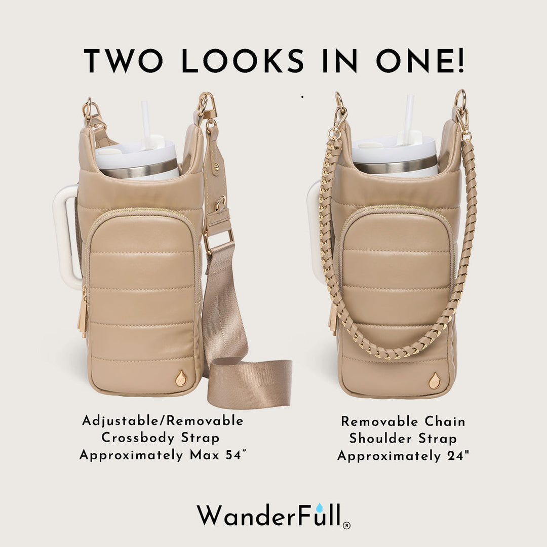 JUNE MARKET: HydroBag® HANDLE®- Taupe Vegan Leather with Strap Bundle by Wanderfull (Ships in 2-3 Weeks)
