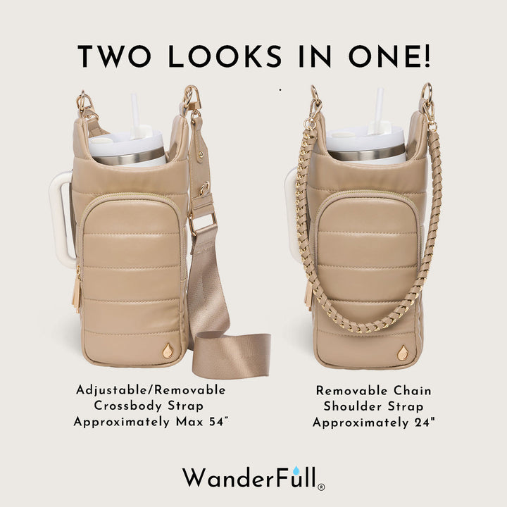 JUNE MARKET: HydroBag® HANDLE®- Taupe Vegan Leather with Strap Bundle by Wanderfull (Ships in 2-3 Weeks)