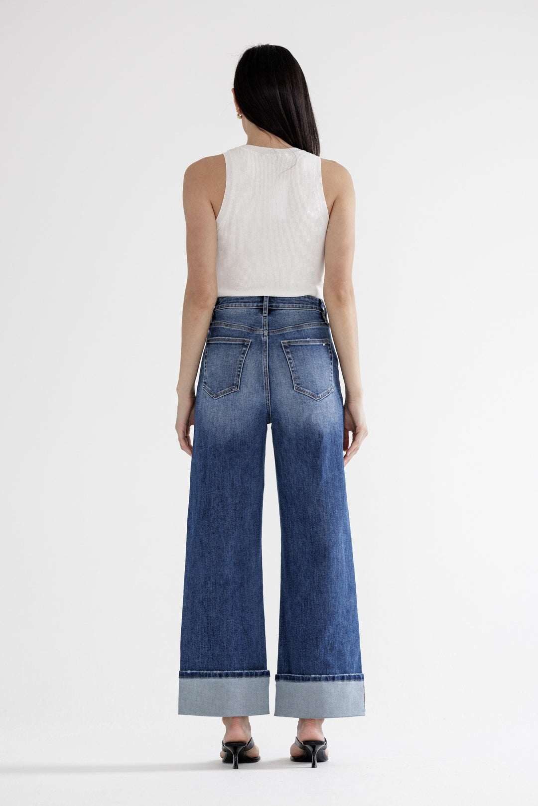 Every Bleu Super High Rise Wide Cuffed Leg Jeans By Mica Denim