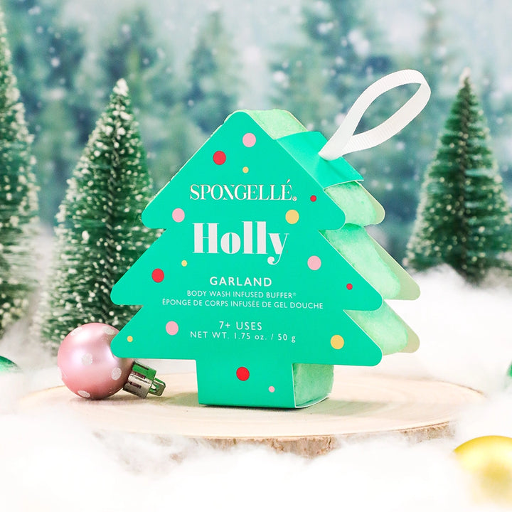 Christmas Tree Body Wash Buffer Ornament - Holly Garland
