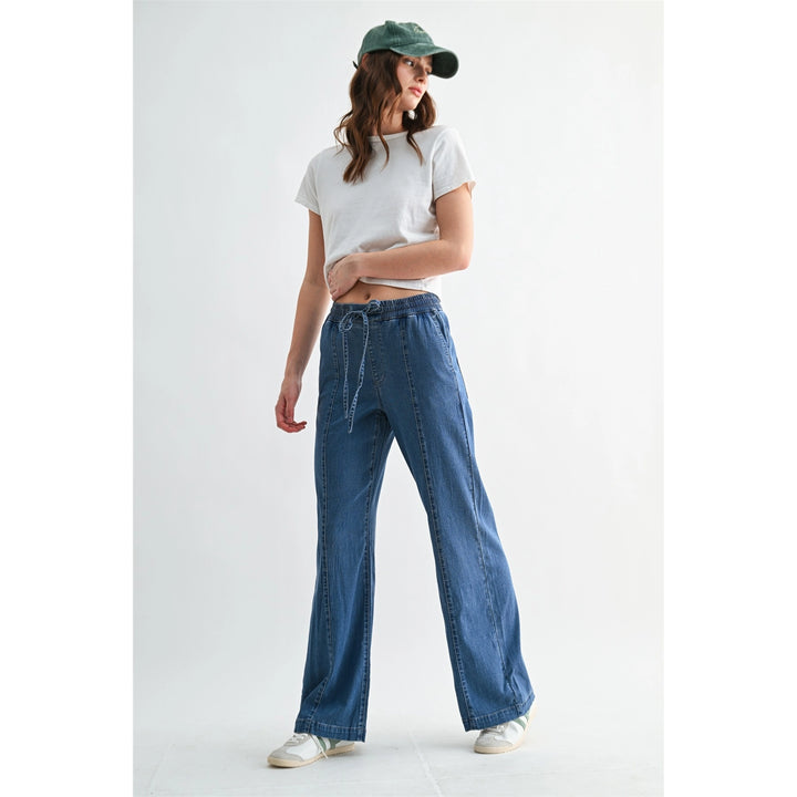 High-Rise Wide Denim Joggers By Mica Denim