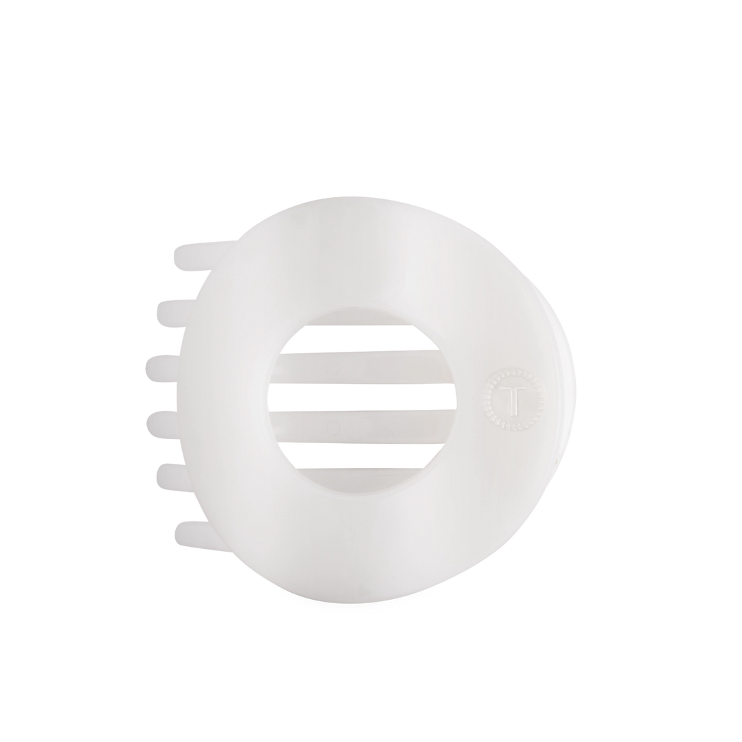 Large Teleties Flat Open Circle Clip - Coconut White (Ships Next Week)