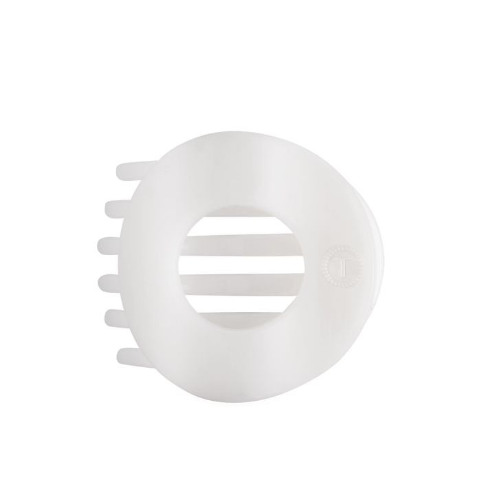 Large Teleties Flat Open Circle Clip - Coconut White (Ships Next Week)
