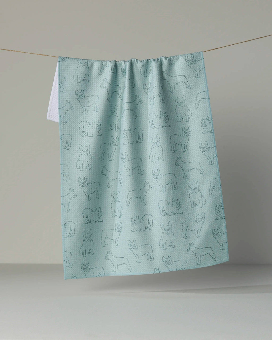Frenchie Pups Tea Towel - Rain by Geometry