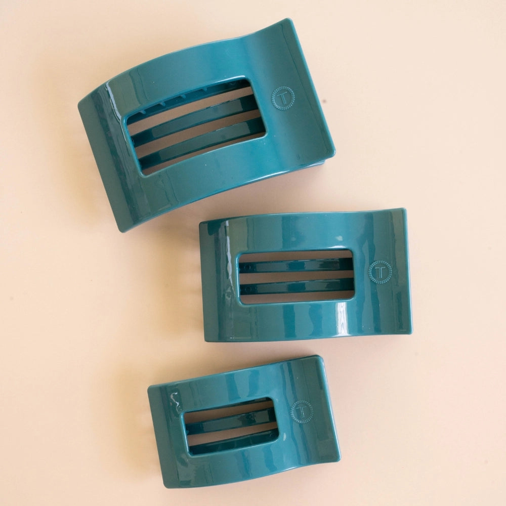 Large Teleties Flat Rectangle Clip - Teal With It