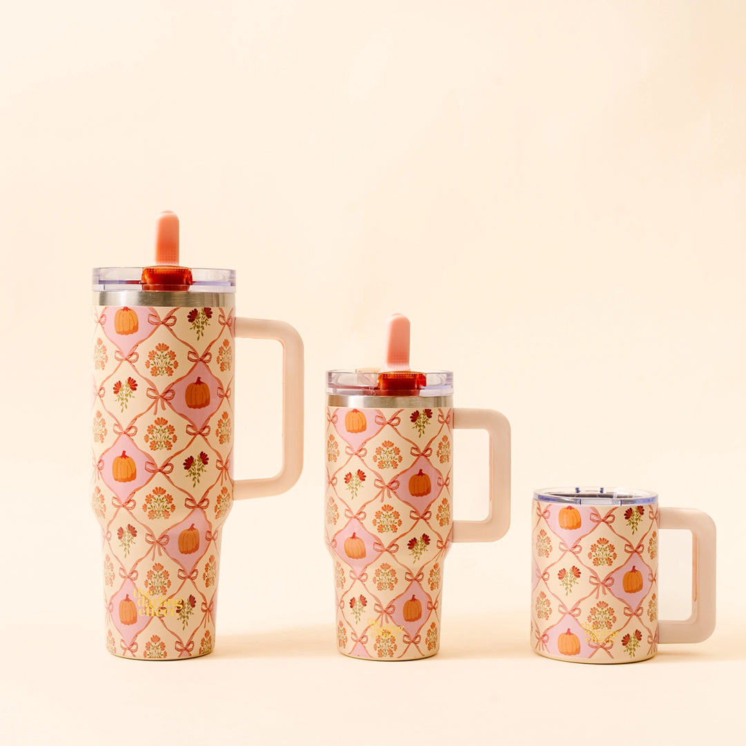 Patchwork Pumpkins 40 oz Lifestyle Flip Straw Tumbler by the Darling Effect