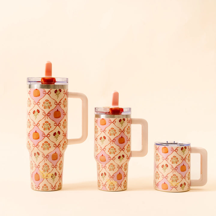 Patchwork Pumpkins 40 oz Lifestyle Flip Straw Tumbler by the Darling Effect