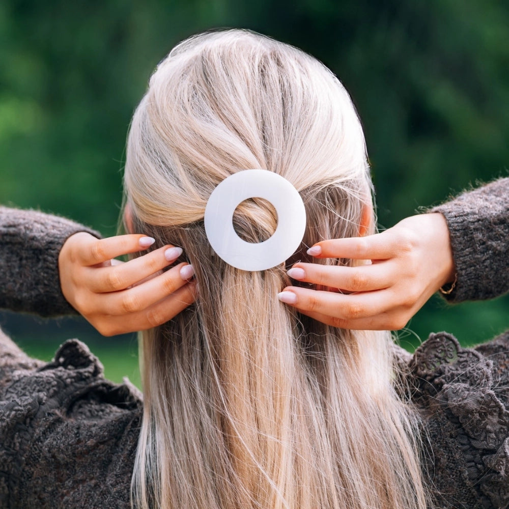 Small Teleties Flat Open Circle Clip - Coconut White (Ships Next Week)