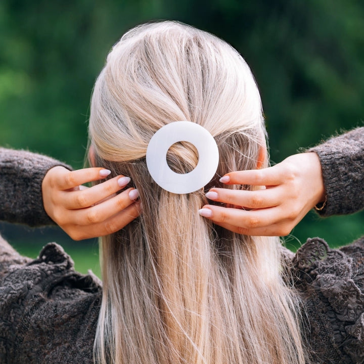 Small Teleties Flat Open Circle Clip - Coconut White (Ships Next Week)