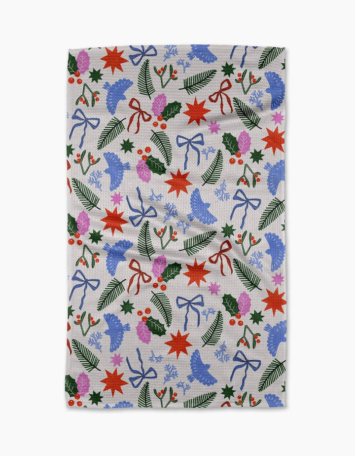 Christmas Garden Party Tea Towel by Geometry
