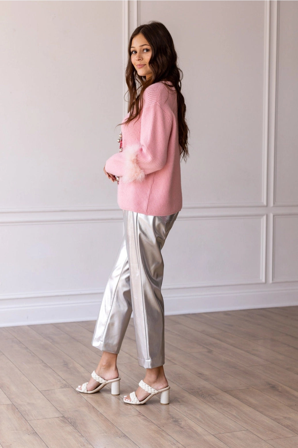 Change of Pace Metallic Pants in Silver by Southern Grace