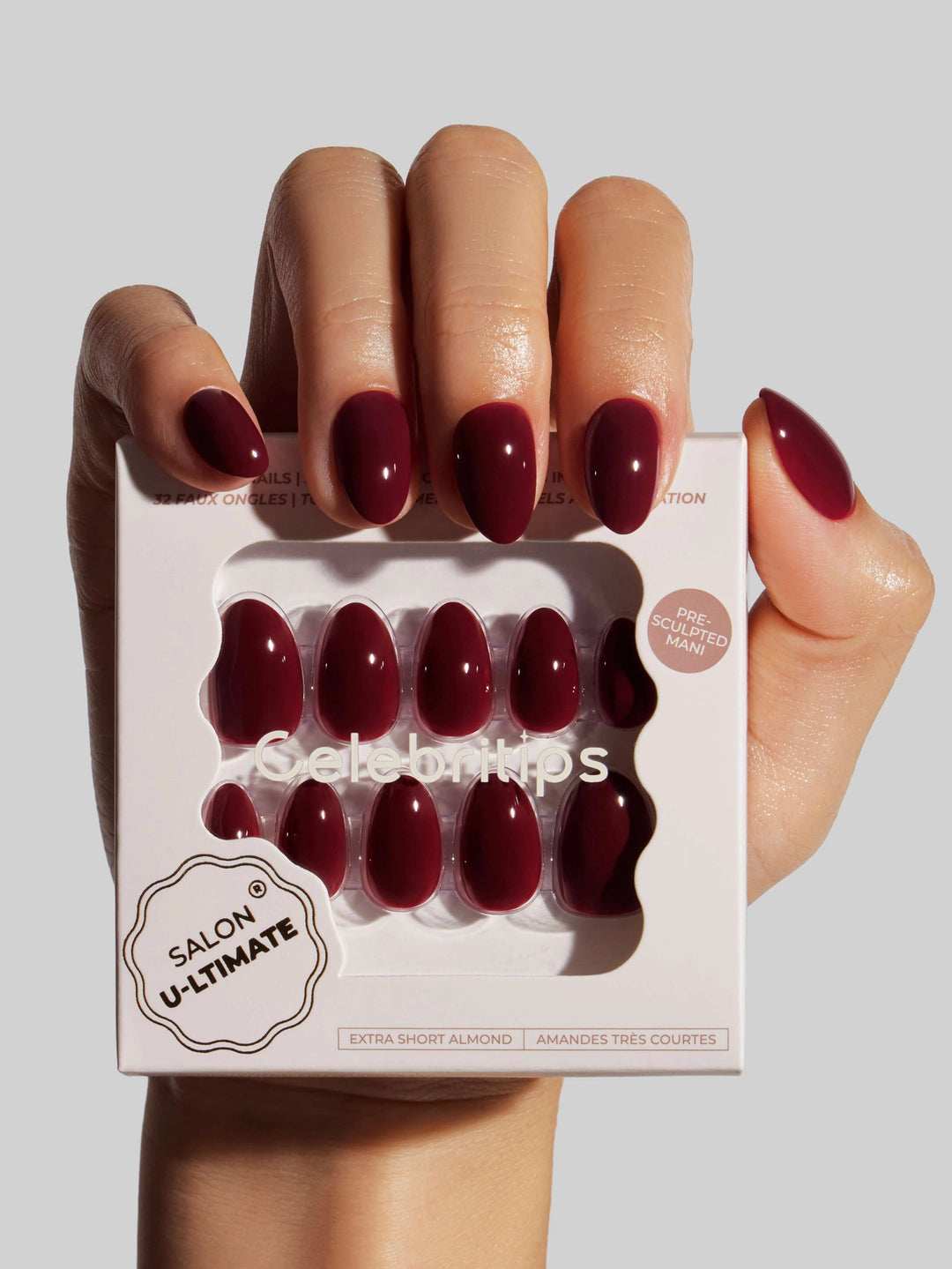 Bordeaux (Extra Short Almond) Press-On Nails by Celebritips