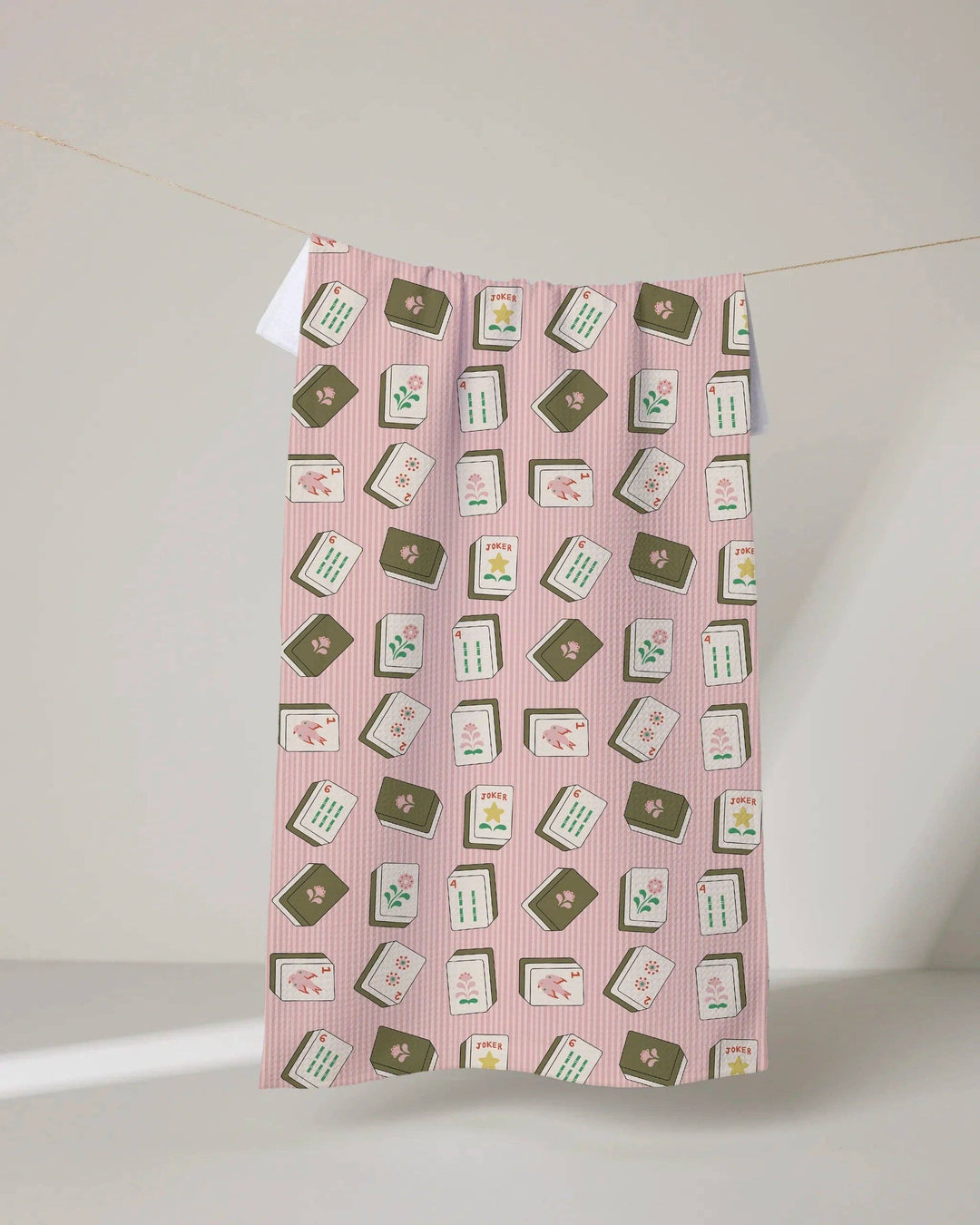 Pink Flower Tiles Tea Towel by Geometry