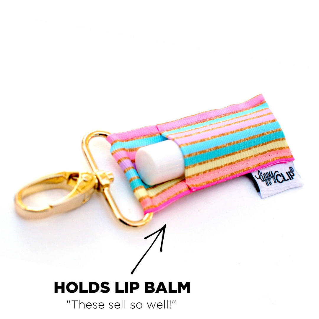 Pastel Gold Stripe LippyClip® Lip Balm Holder (PREORDER: Ships in 2-3 Weeks)