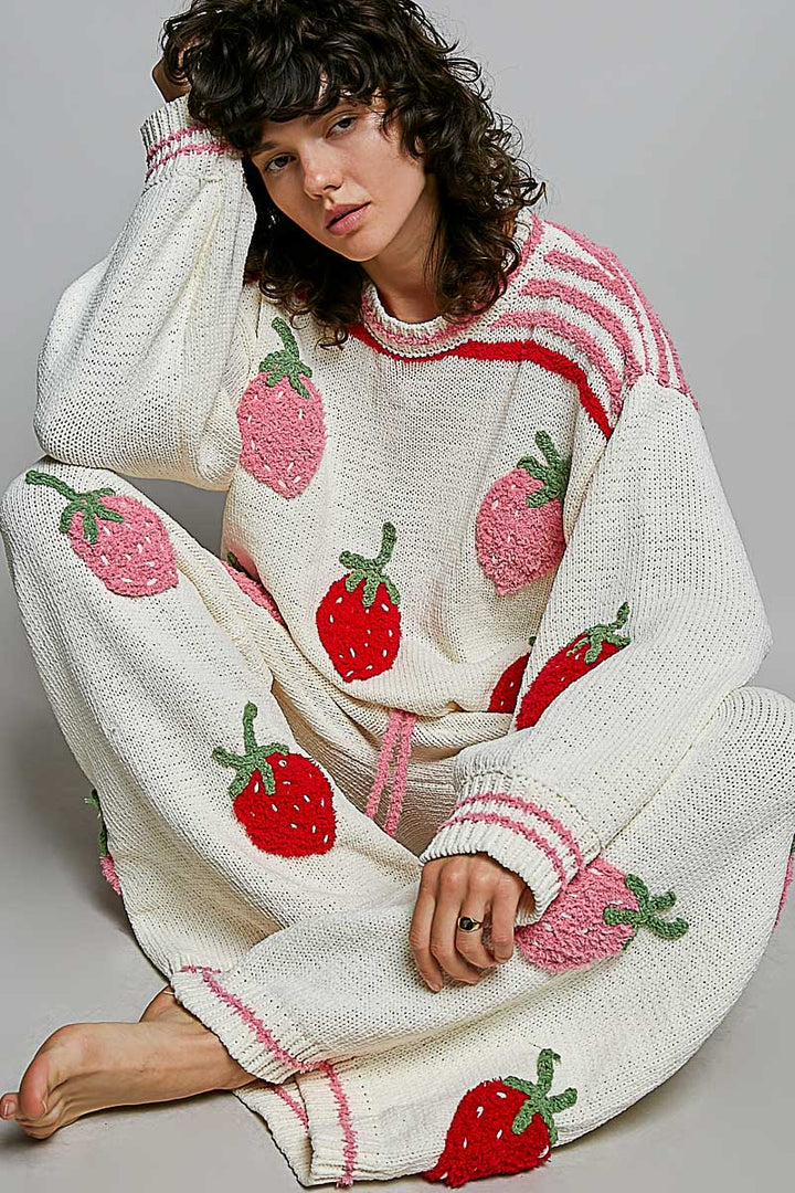 Strawberry Stripe Wide-Leg Pants by POL