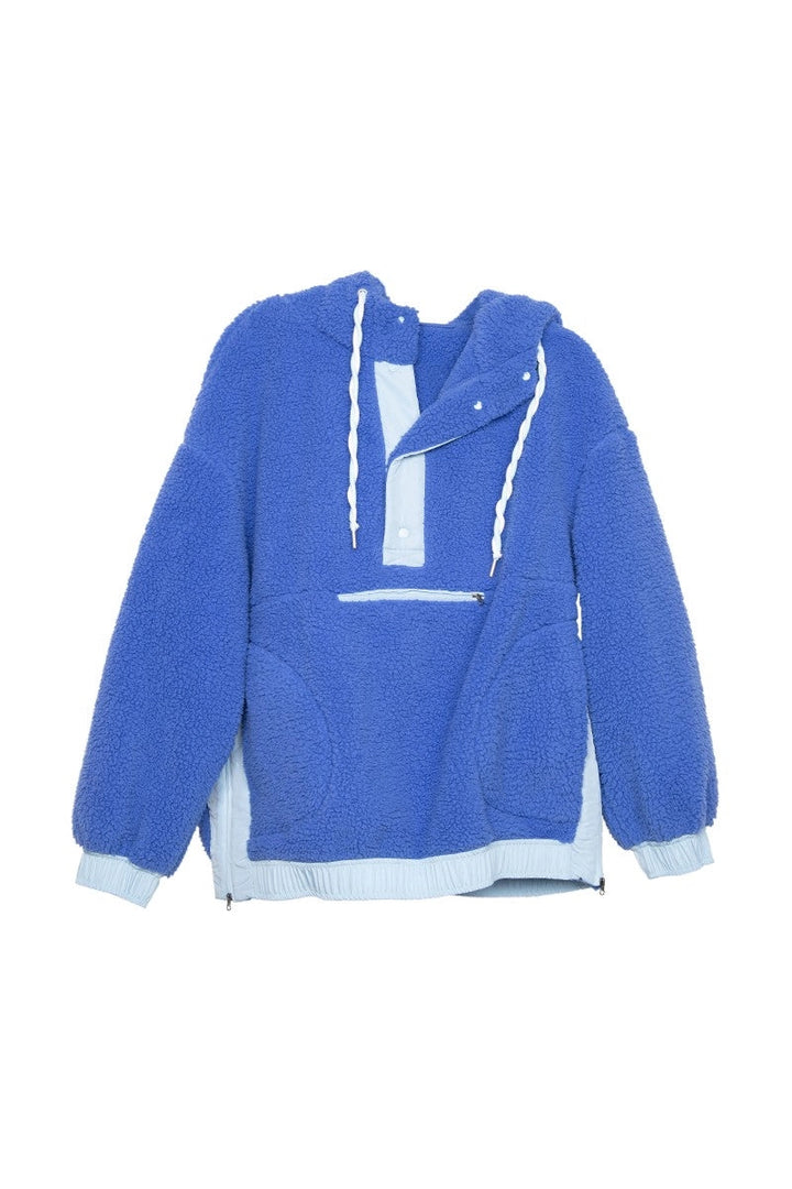 Blue Two-Toned Sherpa Fleece Pullover by Katydid