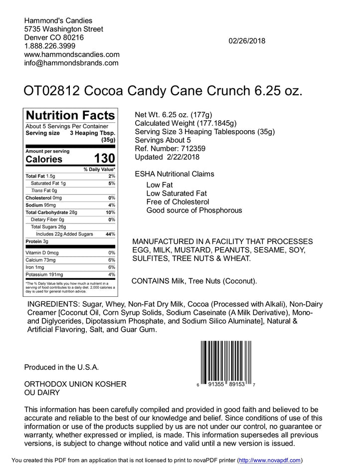 Candy Cane Crunch All-Natural Cocoa Mix Tin